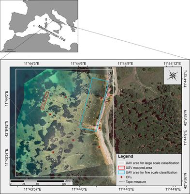 Coastal benthic habitat mapping and monitoring by integrating aerial and water surface low-cost drones